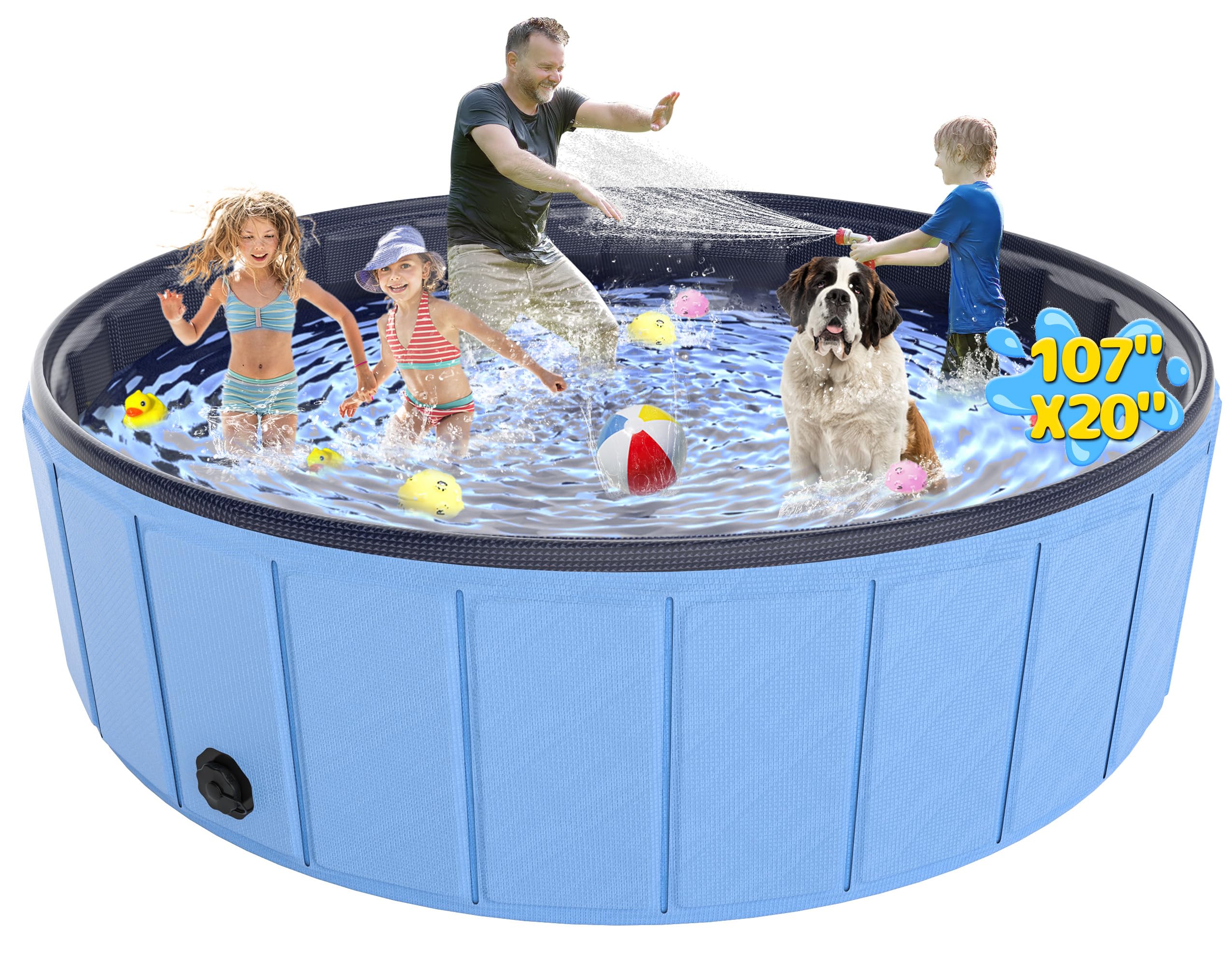 Dog Pool, EPN Dog Pools for Large Dogs, Durable Kiddie Pool, 107 x 20 Inch | Har