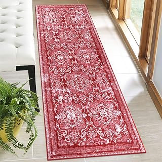 Vaukki Hallway Runner 2x6 ft, Red Vintage Shaggy Soft Kitchen Rug