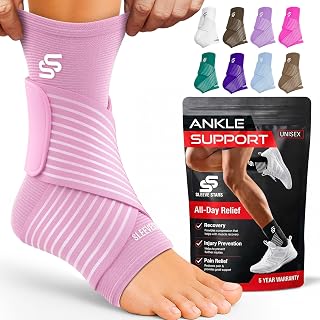 Sleeve Stars Ankle Brace Men & Women Support (Single/M:10"-12"/Baby Pink)