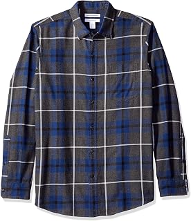 Amazon Essentials Men's Regular Fit Long-Sleeve Flannel Shirt, Soft Brushed Cotton, Lightweight yet Warm