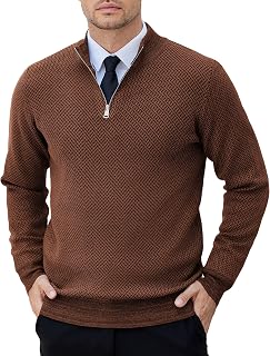 COOFANDY Men's Sweaters Turtleneck Knitted Sweater Quarter Zip Slim Fit Winter Warm Pullover Lightweight Solid Long Sleeve Classic Sweater