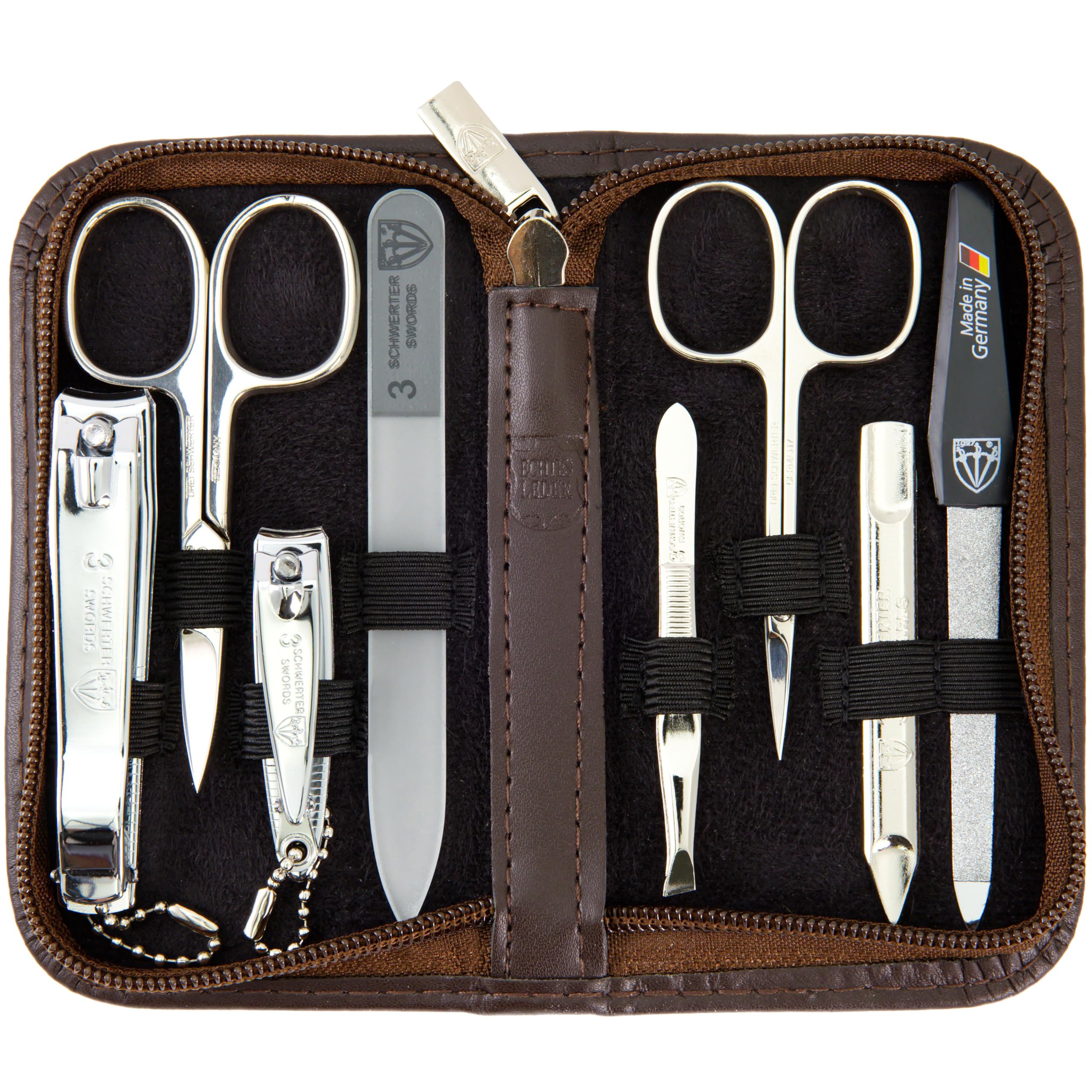 3 Swords Germany - manicure pedicure set kit with glass and sapphire nail file (