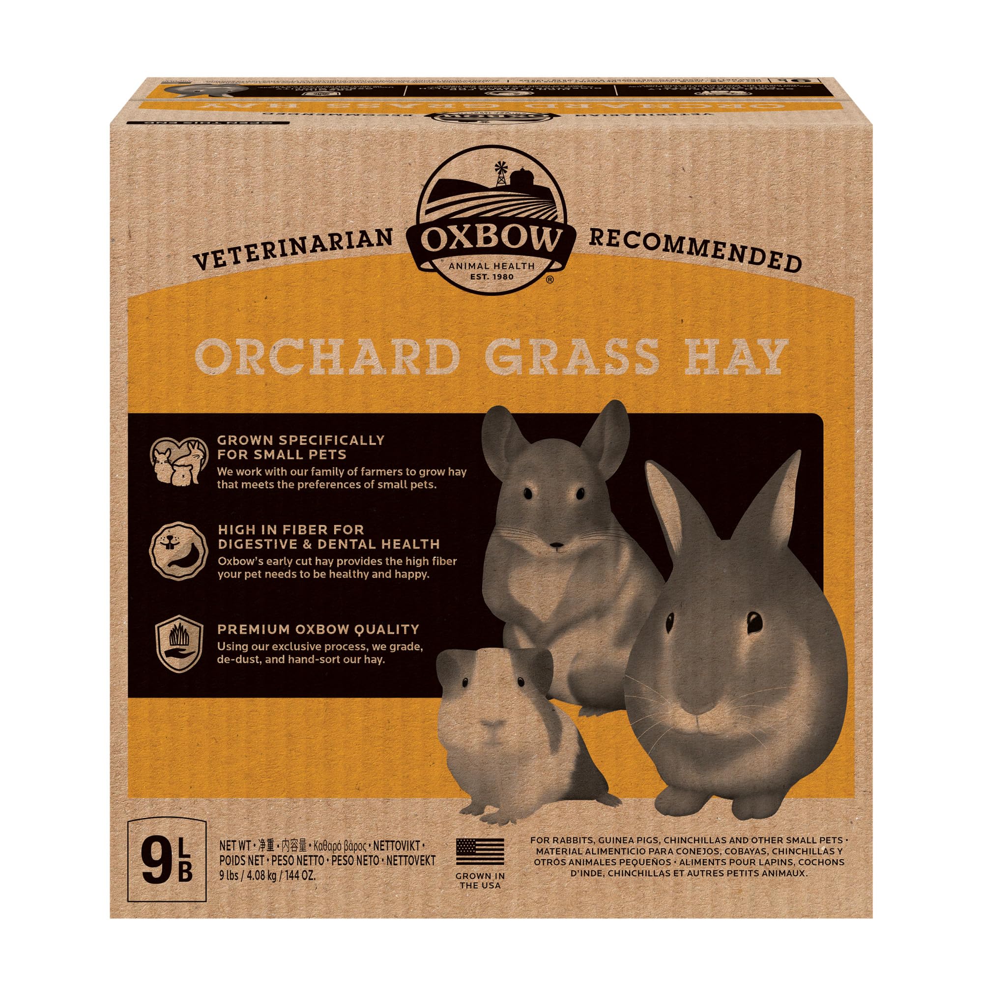 Oxbow Orchard Hay, Rabbit & Guinea Pig Hay, Hand-Sorted, De-Dusted, 9 lb | Hand-