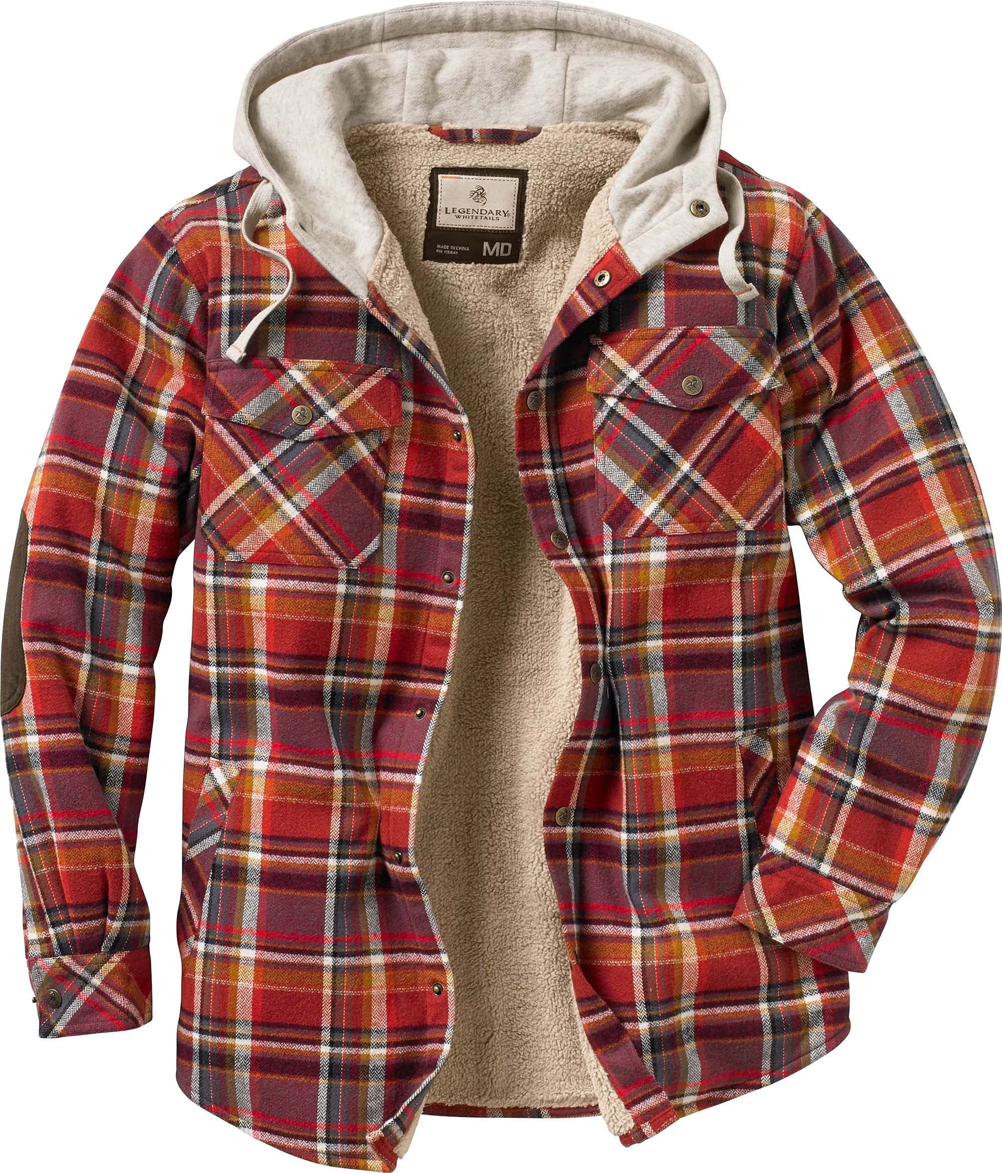 Legendary Whitetails mens Camp Night Berber Lined Hooded FlannelLong Sleeve