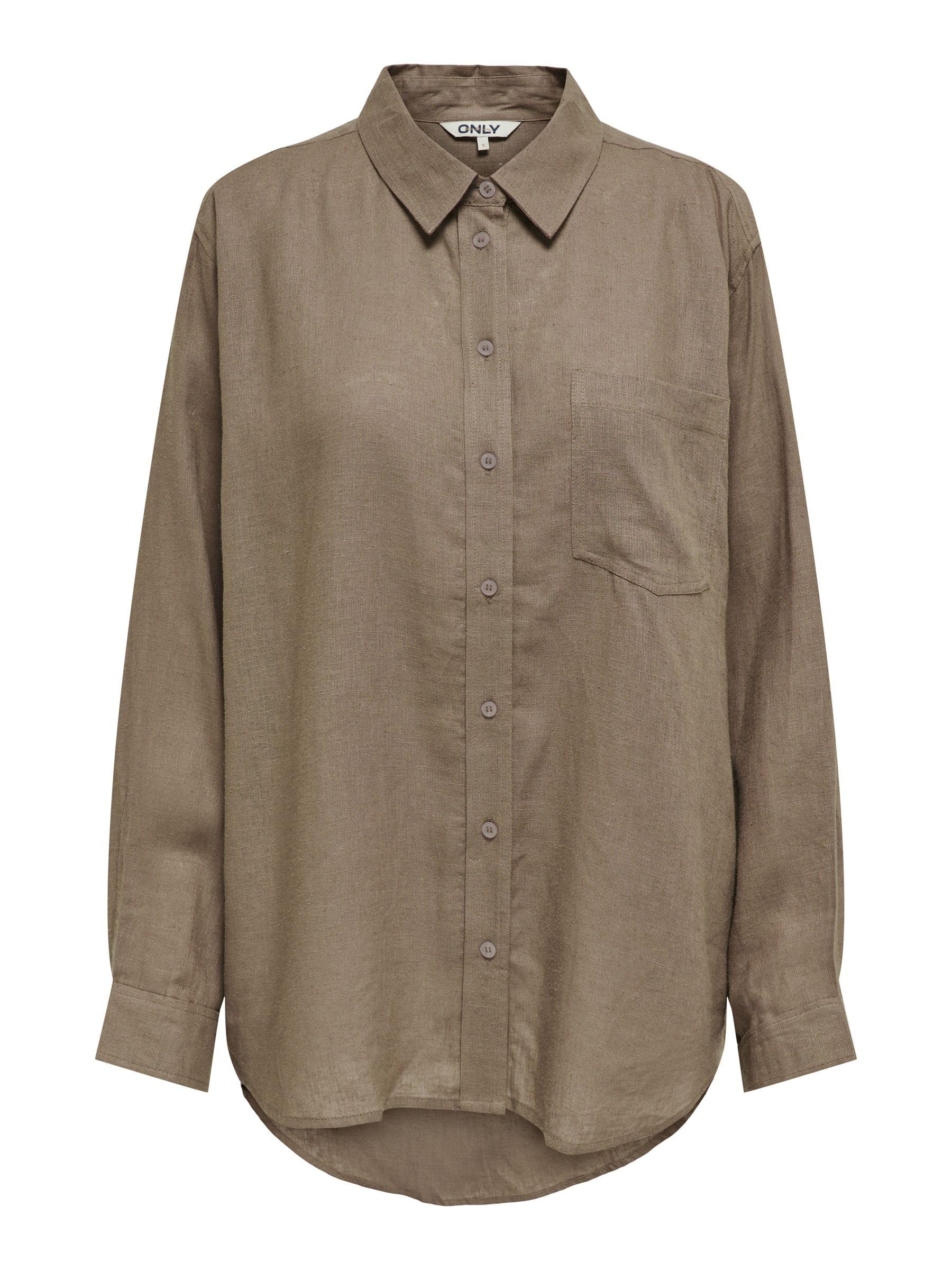 Only Shirt Solid Colored Linen Blend Shirt