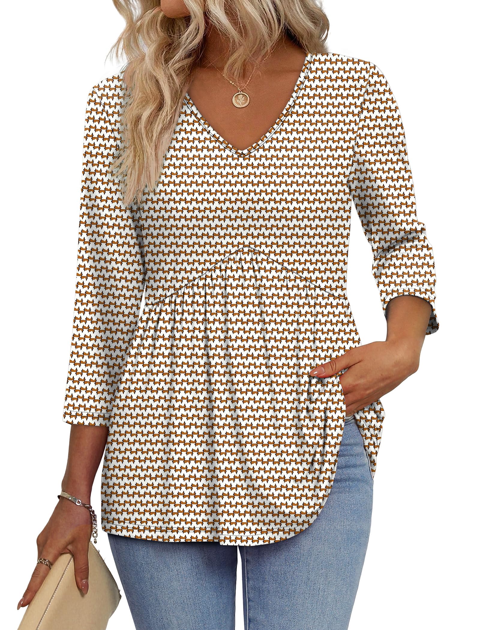 3/4 Length Sleeve Womens Tops 2025 Blouses for Women Dressy Casual Fashion Cloth