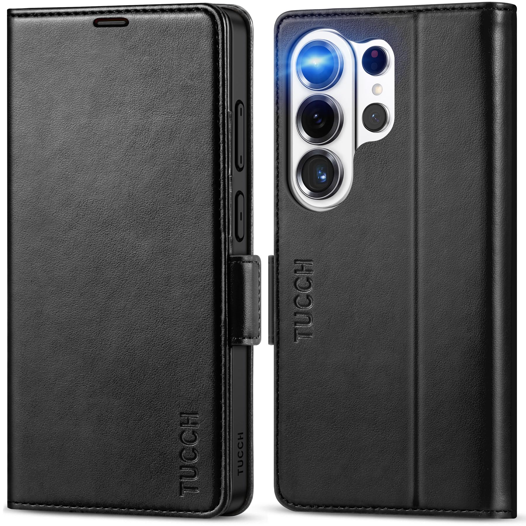TUCCH Wallet Case for Galaxy S26 Ultra (6.9") 2026, 4 Card Holders, Black | RFID