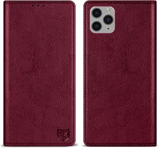 ZZXX iPhone 11 Pro Max Wallet Case, 3 Card Slots with RFID Blocking, Strong Magnetic Leather Flip Protective Phone Case for 6.5 inch, Wine Red