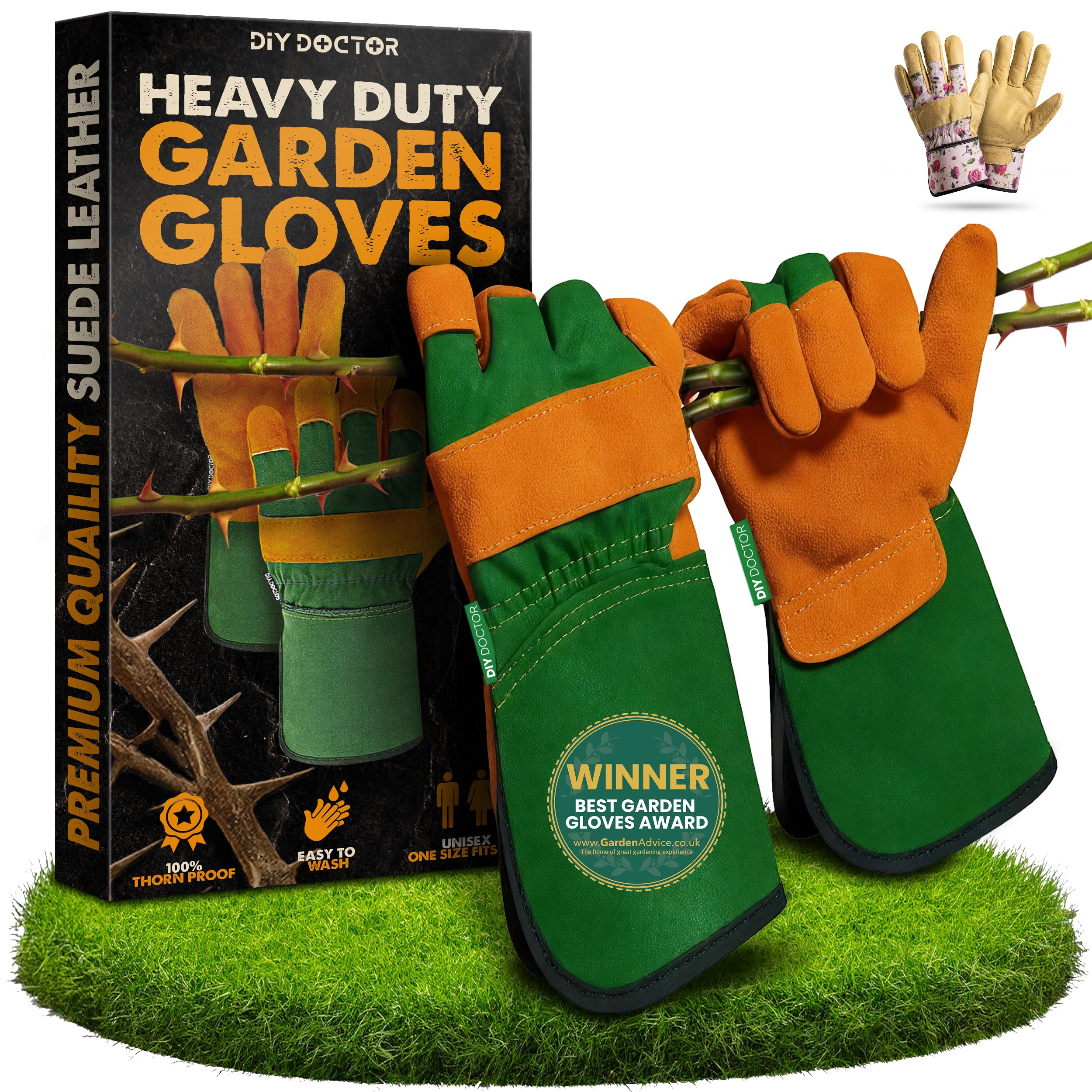DIY Doctor Leather Gardening Gloves, Unisex Thorn Proof, 1 Pack | Heavy Duty and