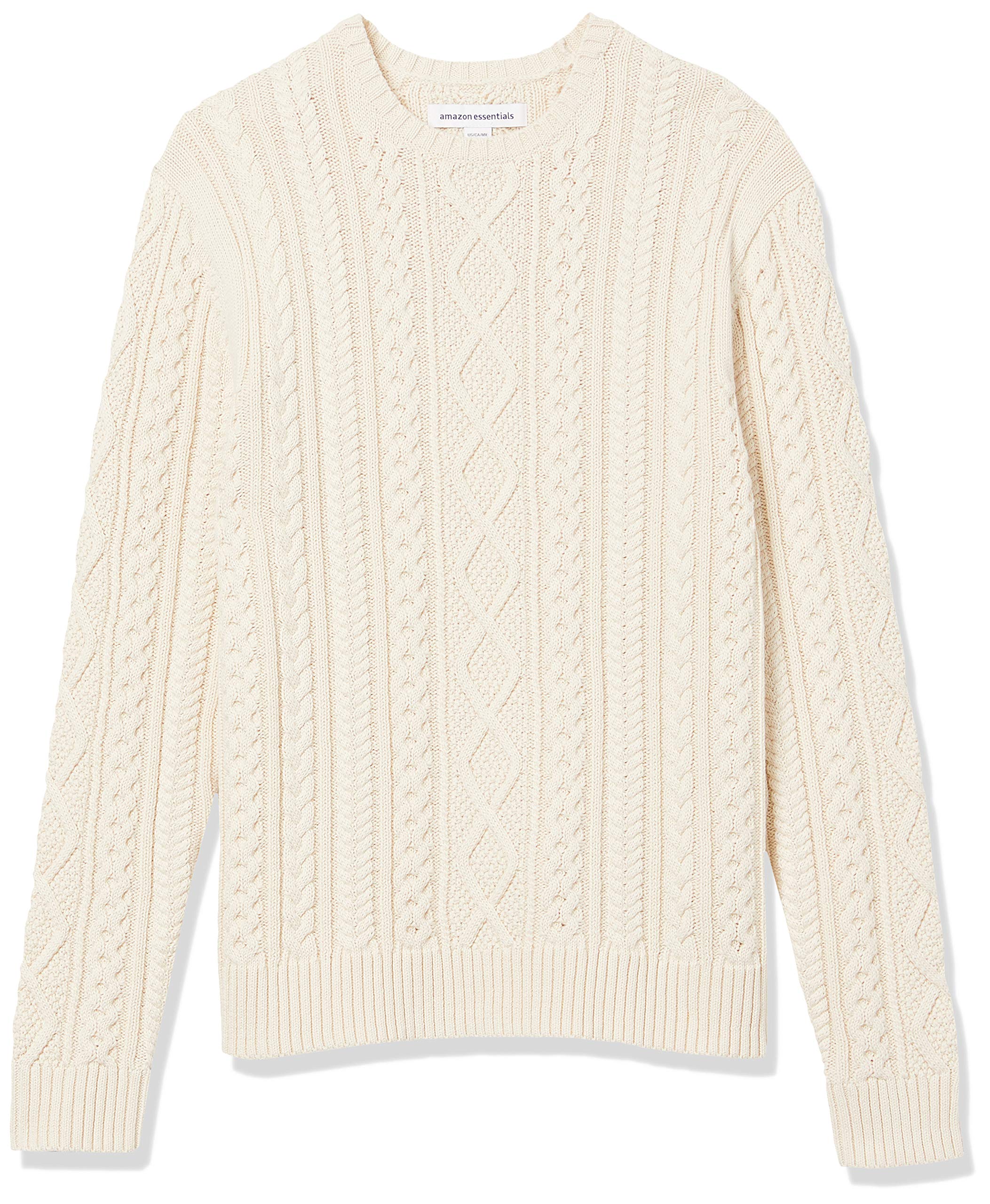 Amazon Essentials Men's 100% Cotton Long Sleeve English Rib Twisted Crew Neck Sw
