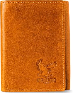 BULL GUARD Trifold Wallet with RFID For Men, Genuine Real Leather - Top Grain Cowhide Tan, Durable & Compact Tri-Fold Design with Strong Stitching for Comfortable Pocket Fit, Secure Everyday Carry