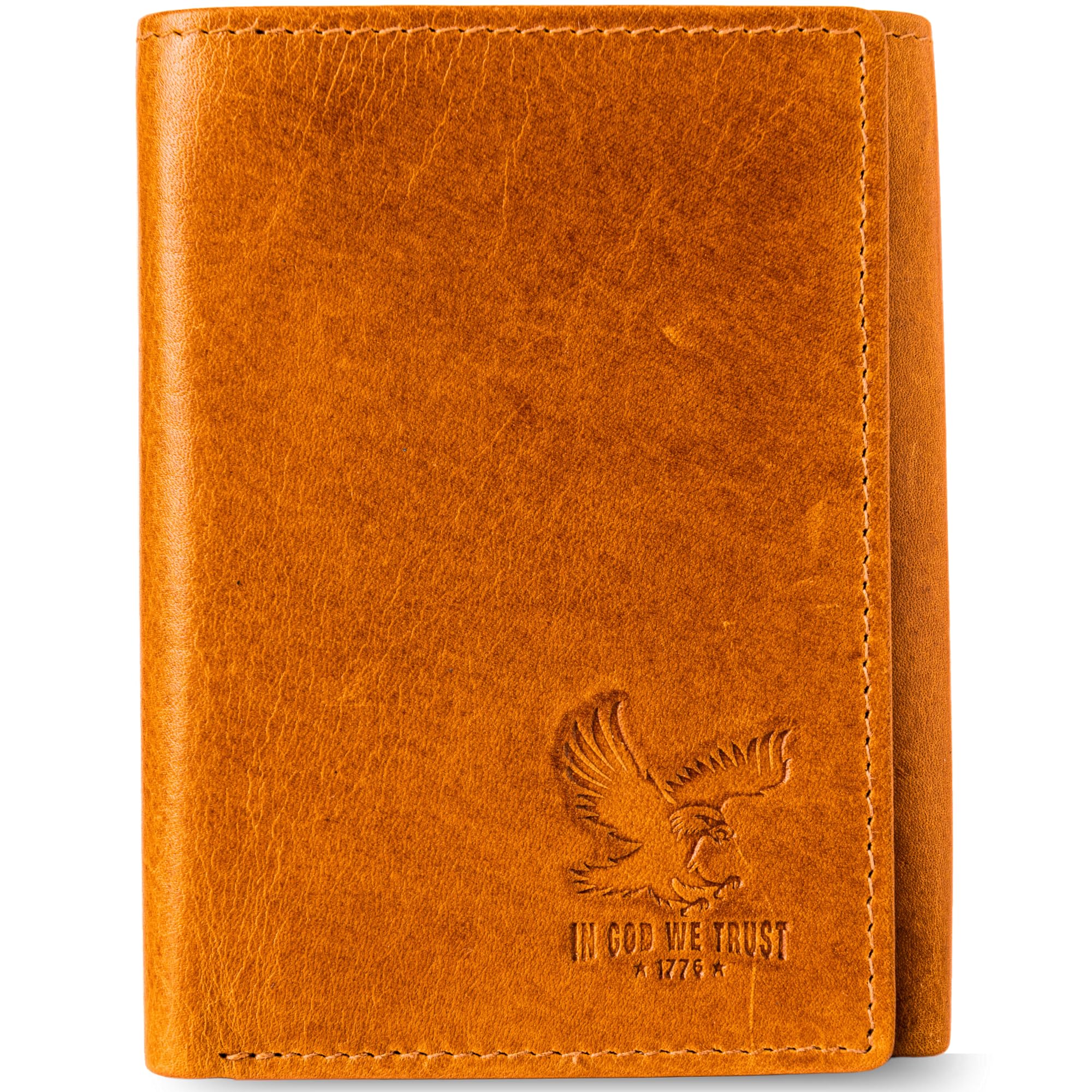 BULL GUARD Trifold Wallet with RFID For Men, Genuine Real Leather - Top Grain Co