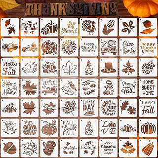 Augshy 56Pack Fall Stencils for Painting on Wood Crafts Thanksgiving Decor | Reusable Thanksgiving Stencils, for Seasonal Home Art, Simple Patterns for Beginners, Creative Autumn Holiday Projects, 3inch