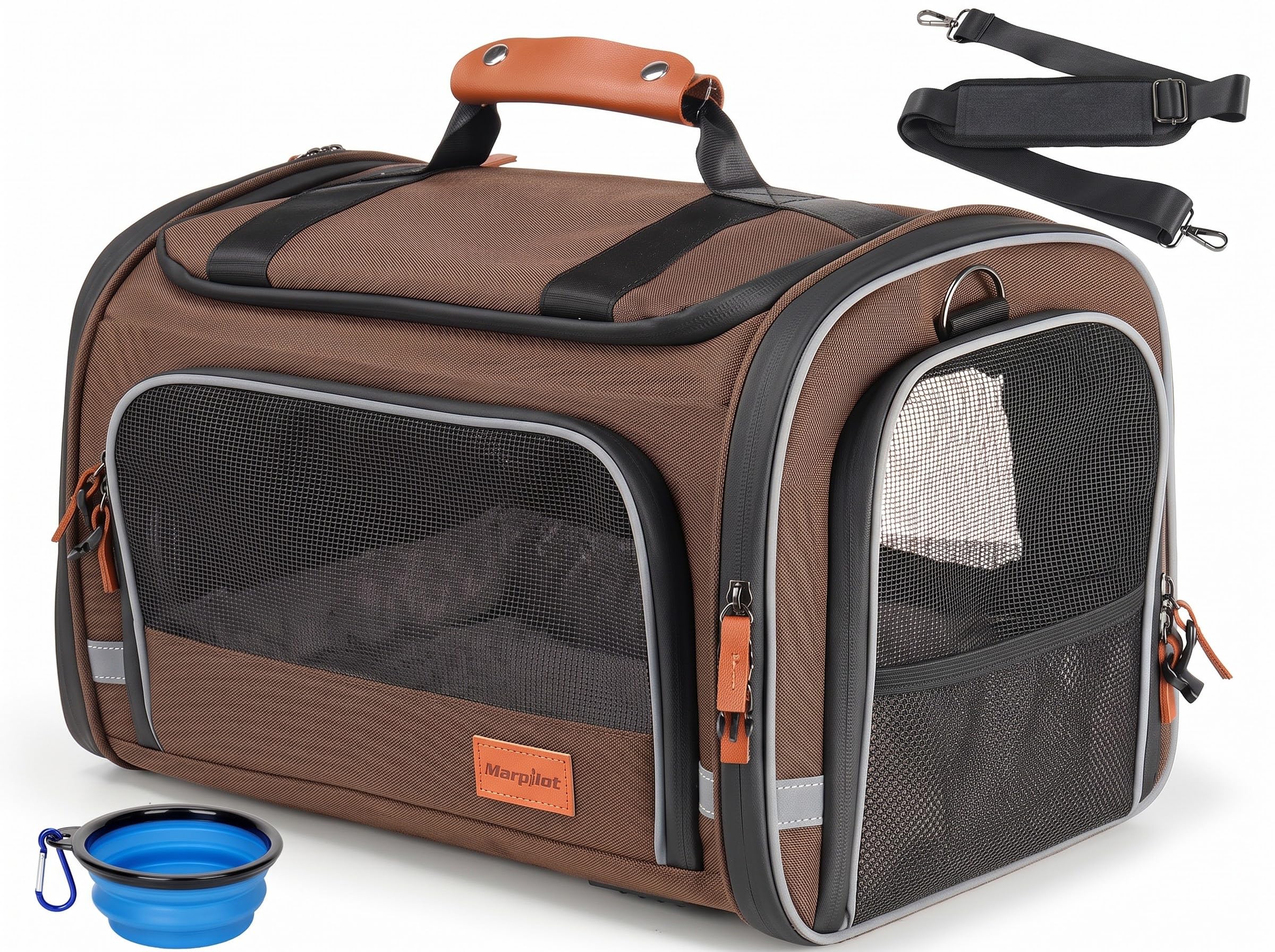 Morpilot Cat Carrier - Airline Approved, Top Opening Portable Dog Bag with Breat