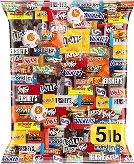 Chocolate Candy Variety Pack, 5 LB 225 Ct Halloween Individually Wrapped | Assorted Milk and Dark Chocolate Candy Mix, Bulk Mini Bars, Halloween Candy, Goodie Bags, Party Favors, Ships with Cool Packs