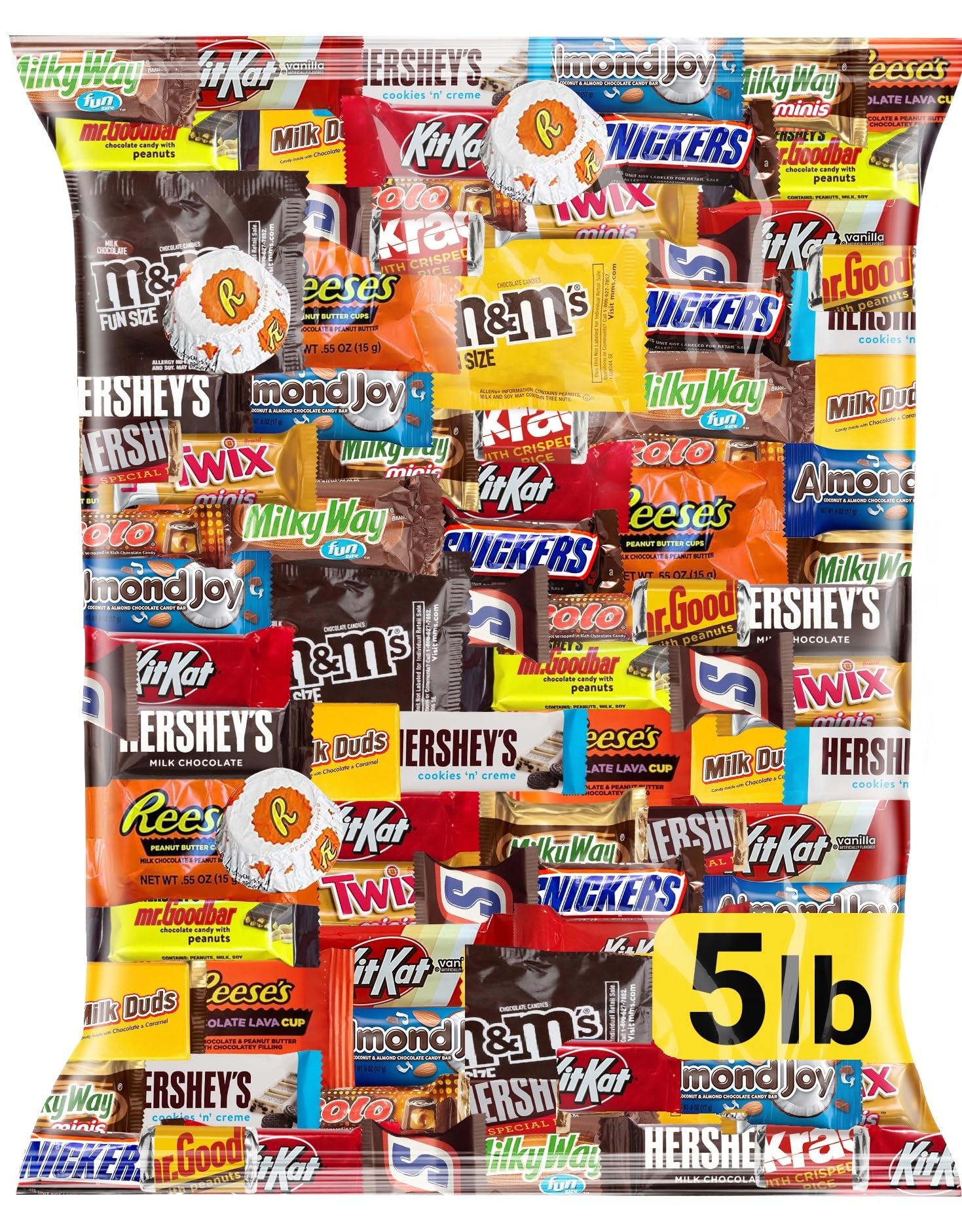 Chocolate Candy Variety Pack, 5 LB 225 Ct Halloween Individually Wrapped | Assor