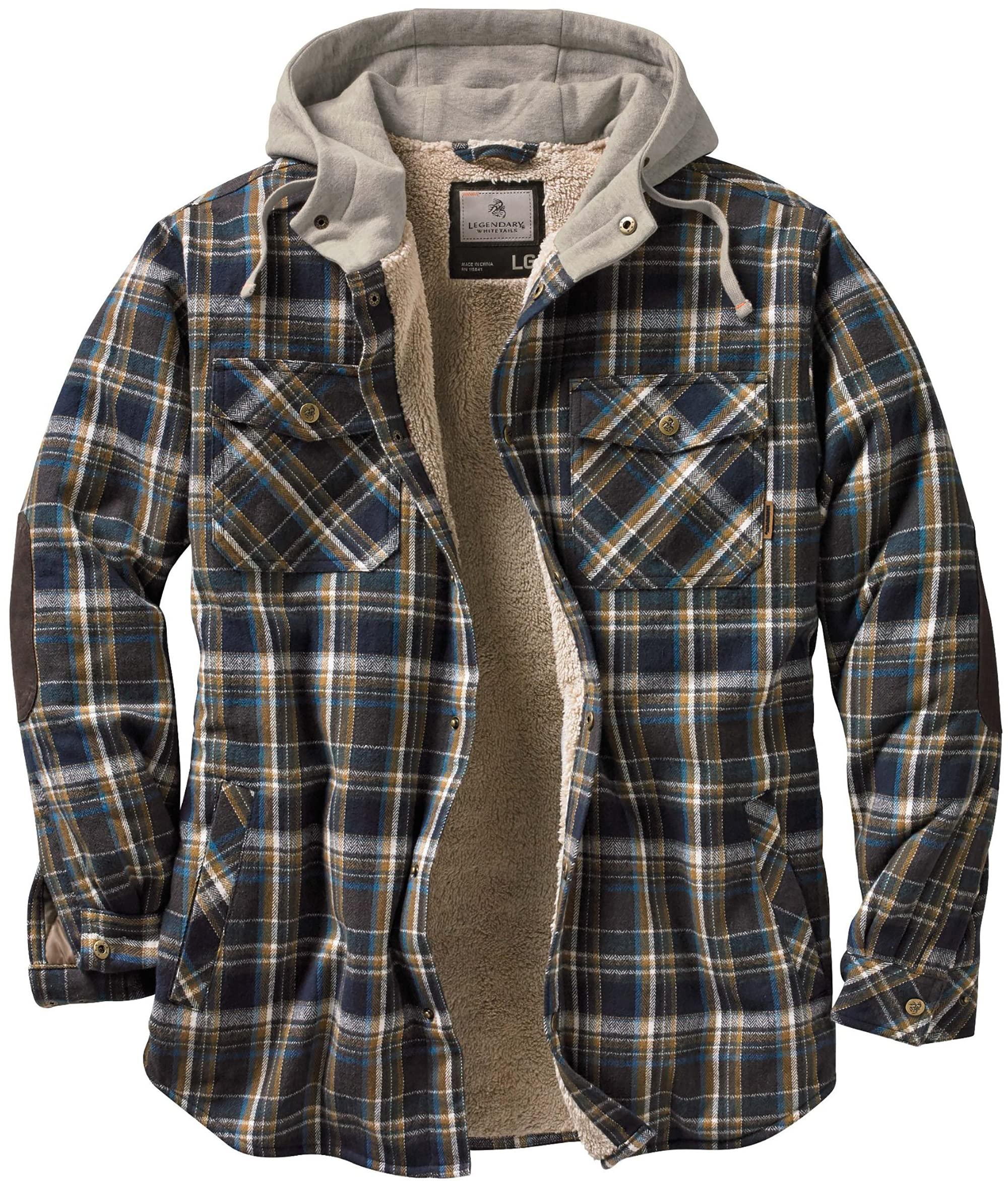 Legendary Whitetails mens Camp Night Berber Lined Hooded FlannelLong Sleeve