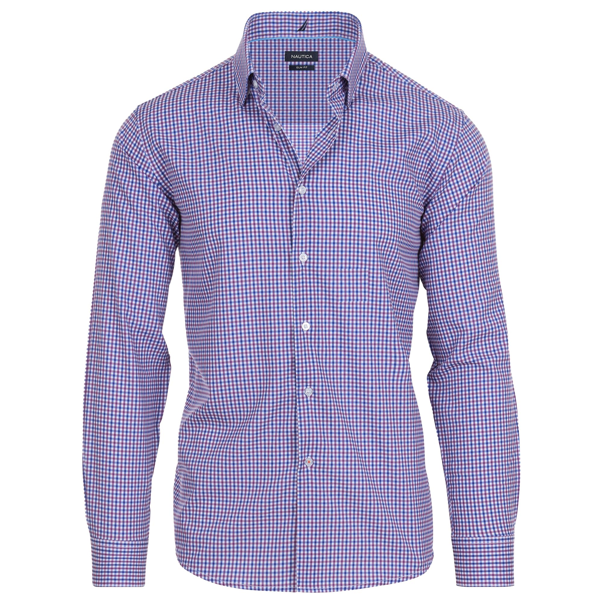 Nautica Slim Fit Mens Dress Shirts Long Sleeve Performance Polyester Fabric Wrin