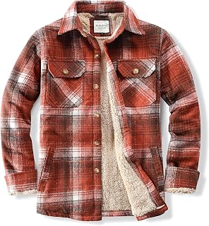 WINDFIT Mens Flannel Shirt Jacket Cotton Sherpa Lined Button Down Plaid Soft Outdoor Flannel Jacket