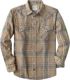 Dubinik® 6 oz Flannel Shirts Men's Long Sleeve Poppers Long Sleeve Cotton