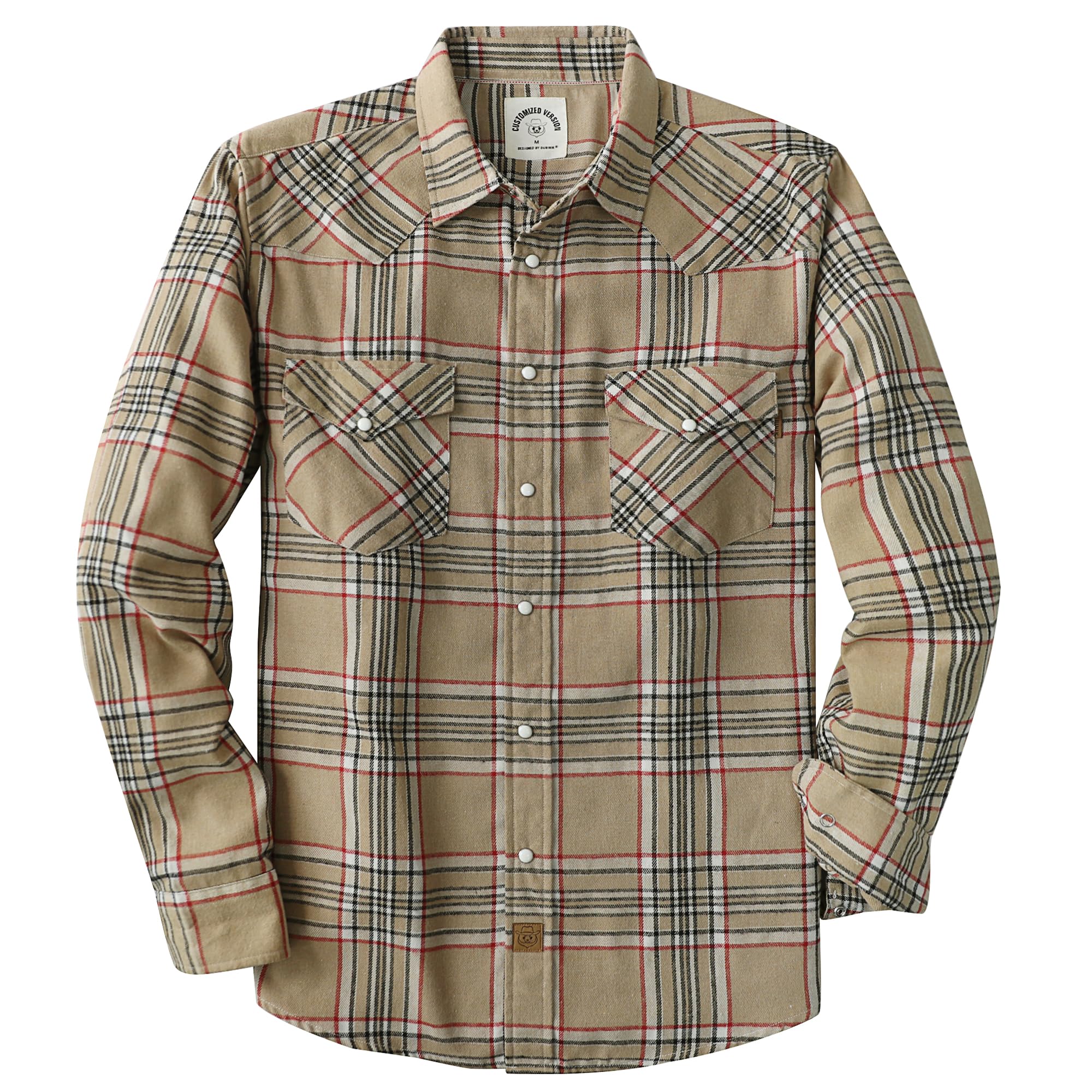 Dubinik® 6 oz Flannel Shirts Men's Long Sleeve Poppers Long Sleeve Cotton
