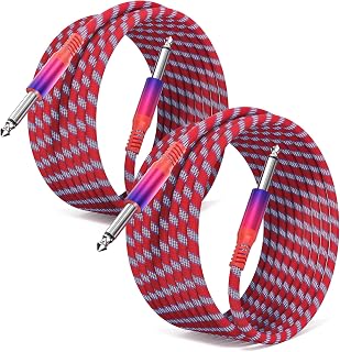 Elebase 1/4 Inch Guitar Cables 10FT 2 Packs,6.35mm TS Guitar Cord | Quarter inch Instrument Cable,6.3mm Straight Male Mono Audio Jack Wire for Electric Bass,Amplifiers,Amp,Pedals,Beginner