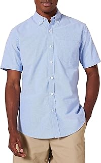 Amazon Essentials Men's 100% Cotton Standard Fit Short Sleeve Oxford Shirt