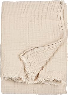 Yard Furn Lark Cotton Muslin Blanket - Soft Wrinkled Texture Blanket (Natural - 130 x 180 cm)