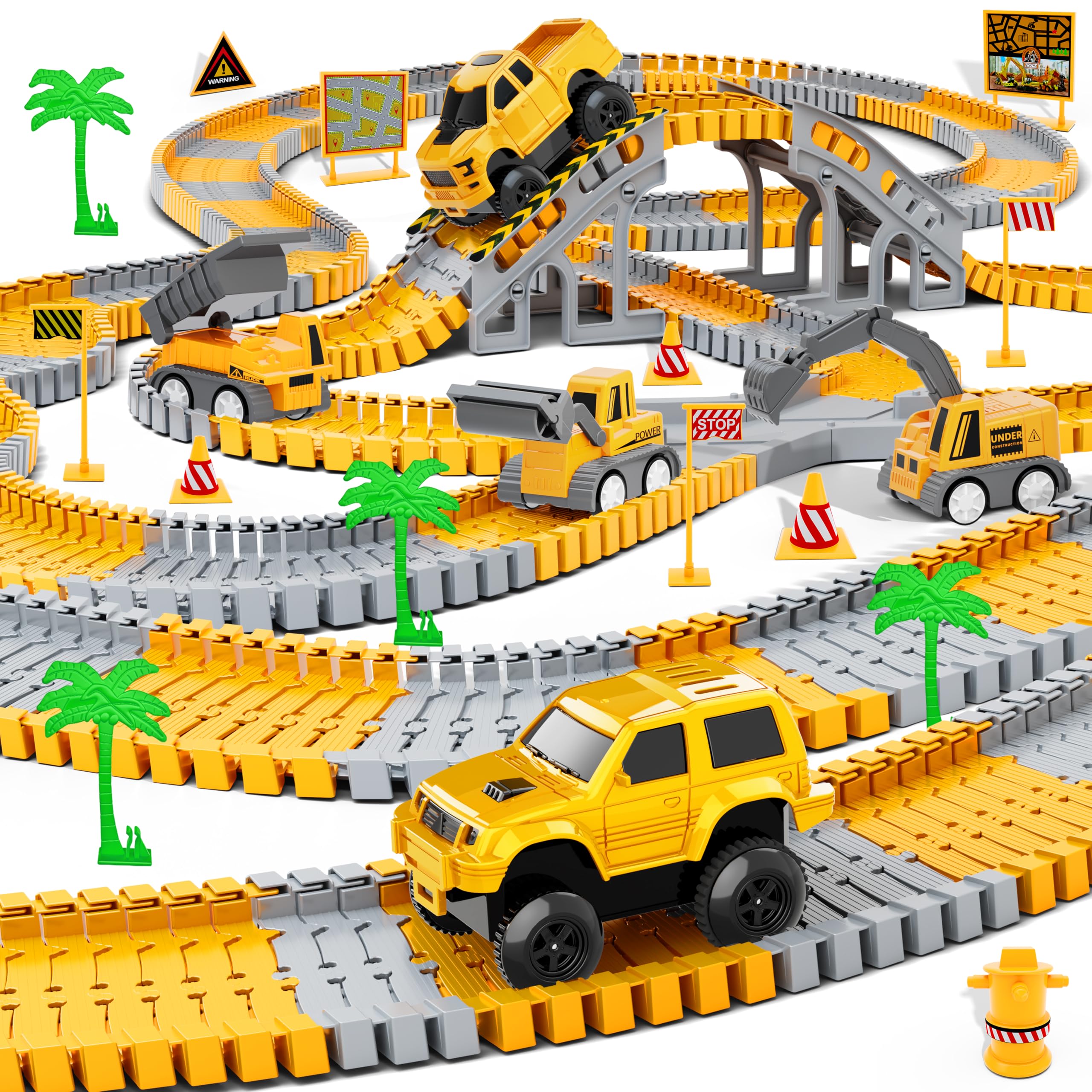 Kids Toys 253 PCS Construction Race Tracks, Create A Engineering Road Game | 5 P