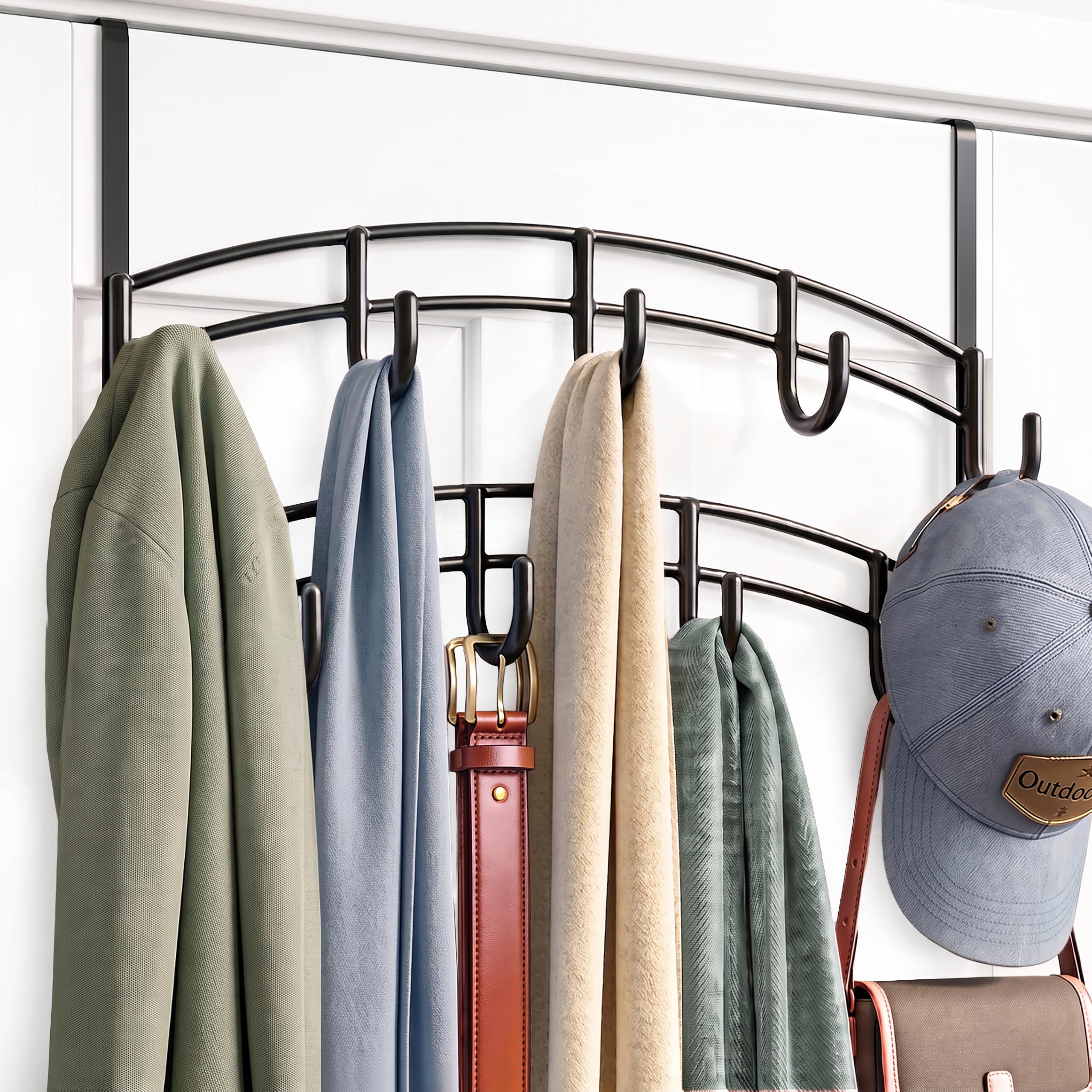 LYNK Professional® Home™ Over the Door Hooks - 9 Hook – Over the Door Coat Rack 