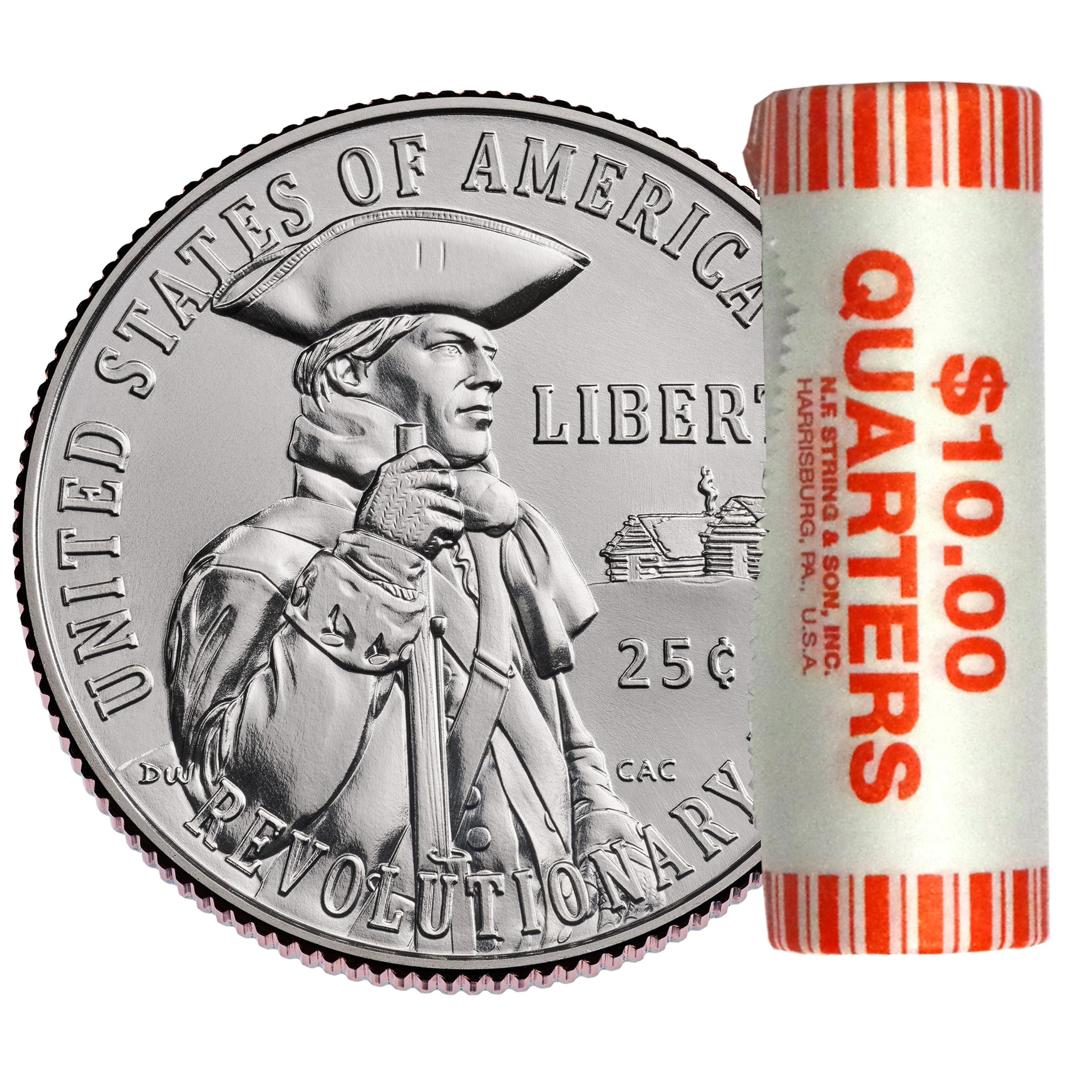 2026 D Revolutionary War Quarter 40 Coin Roll Semiquincentennial Coin Collection