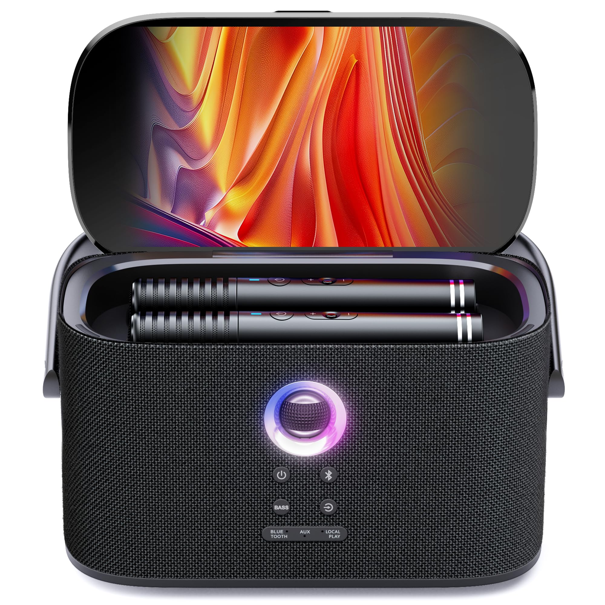 Ikarao Karaoke Machine for Adults, with Lyrics Display Screen, 2 Self-Charging W