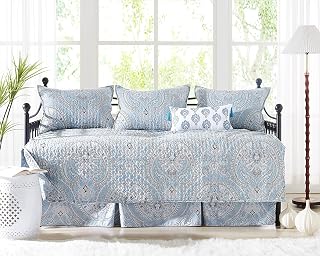 6-Piece Daybed Cover Quilt Set, Quilted Twin Bedding Set, Pure Melody Aqua | Includes 3 Pillow Shams, 1 Bedskirt, 1 Throw Pillow, Quilted Microfiber, Soft, Durable, Wrinkle & Fade Resistant, Easy Care