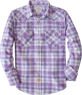 Dubinik® 6.3oz Flannel Shirt for Men Western Long Sleeve Cotton Snap Cowboy