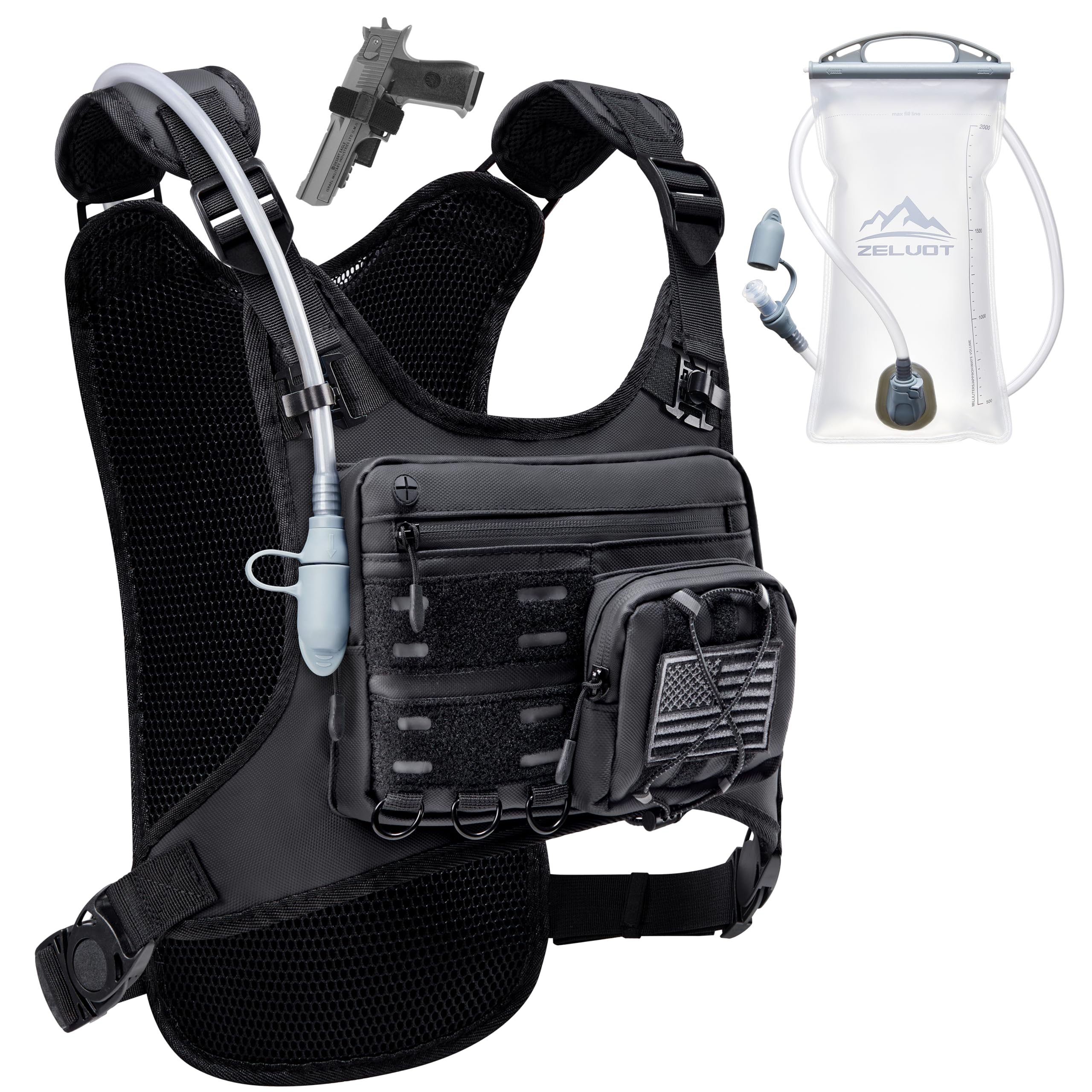 Zelvot Running Vest with 2L Water Bladder, Hydration Backpack, U.S. Design Paten