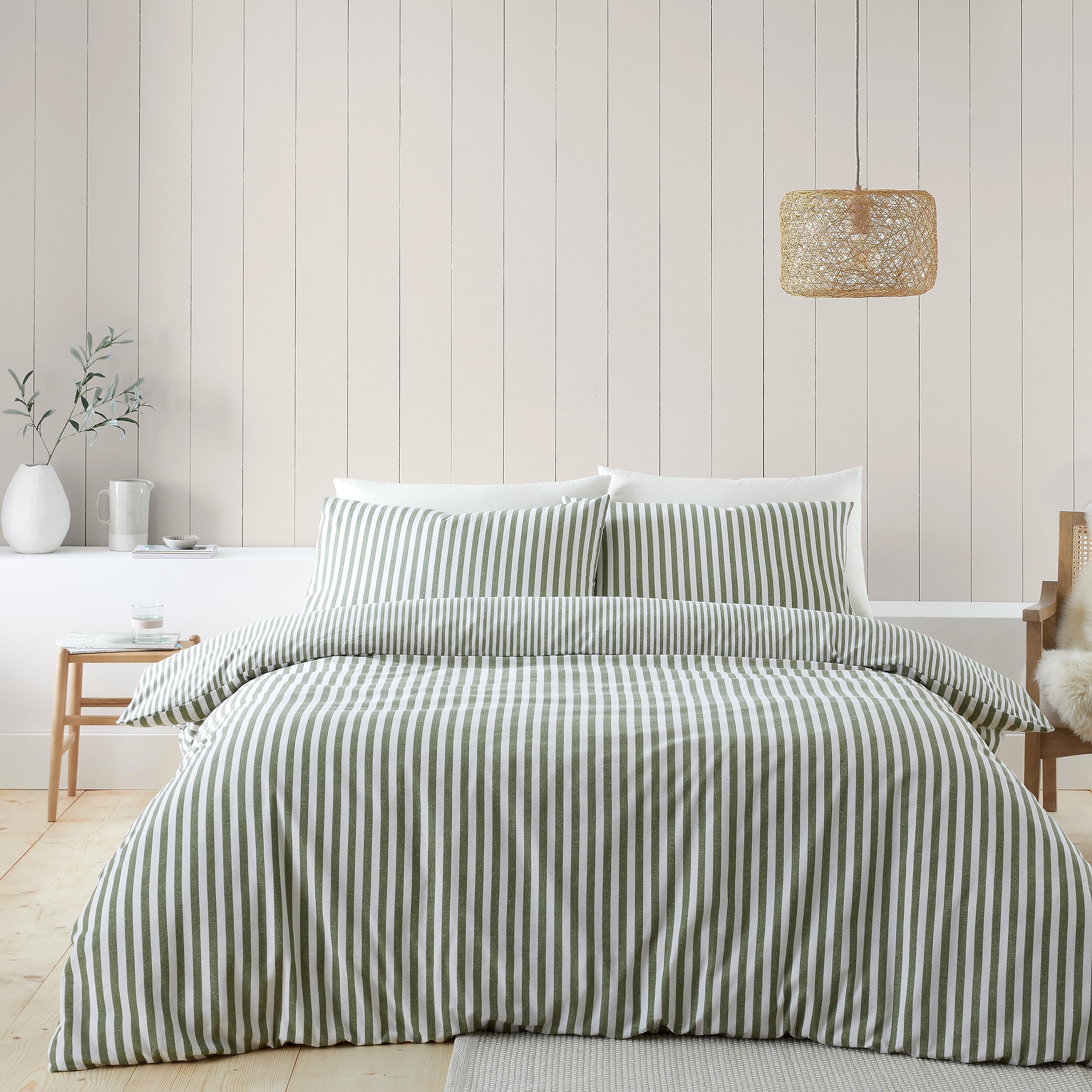 Catherine Lansfield Reversible Brushed Cotton Duvet Cover Set with Pillow Case G