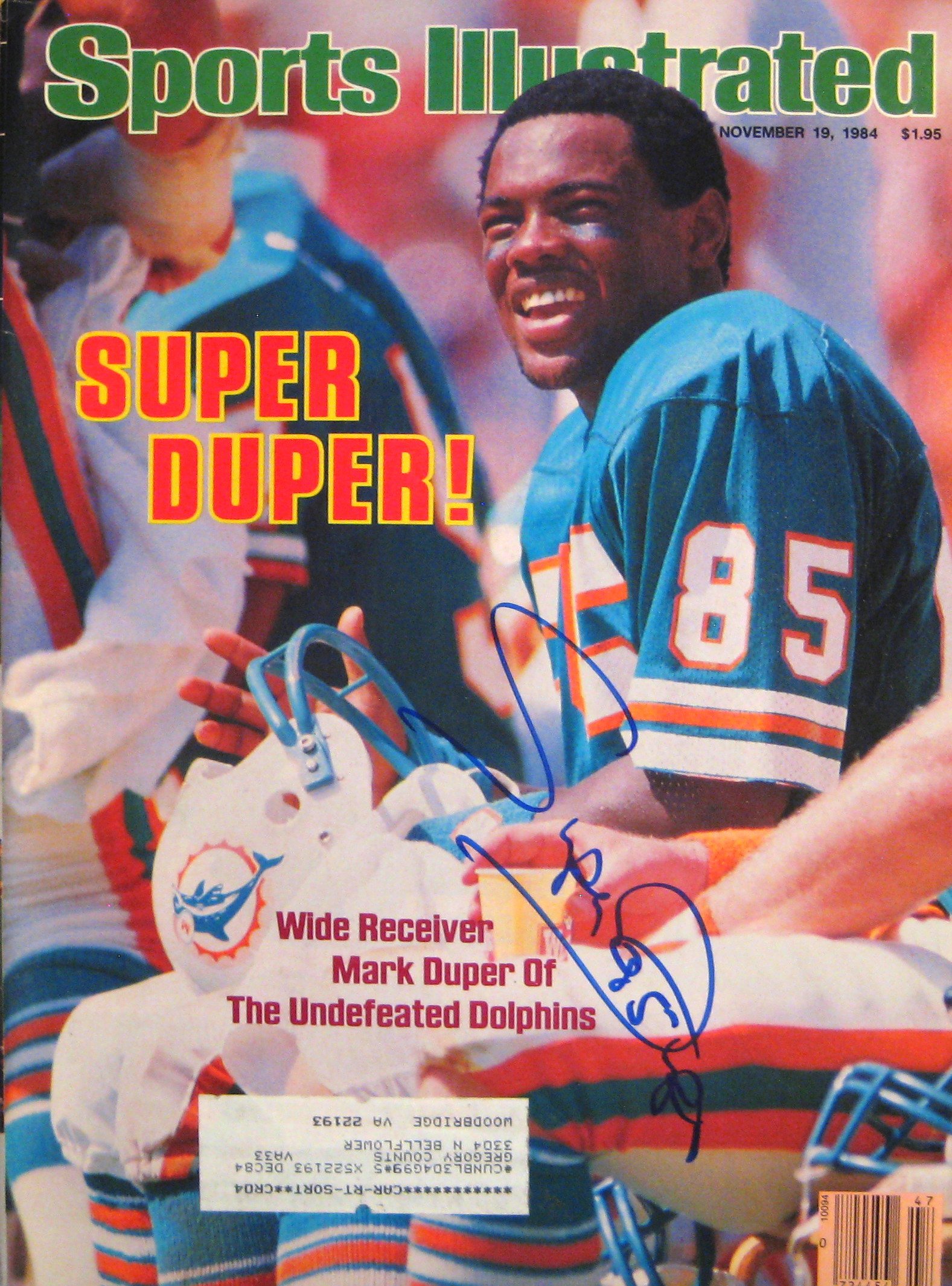 Duper, Mark "Super" 11/19/84 autographed magazine