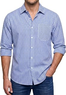 Enlision Men's Shirt Long Sleeve Plaid Shirts Casual Classic Button Pocket Lumberjack Shirt Regular Fit S-6XL