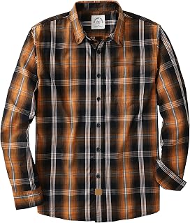 Dubinik® Mens Long Sleeve Button Down Shirts Plaid Casual Work Cotton Vintage Soft with Pocket Regular Fit