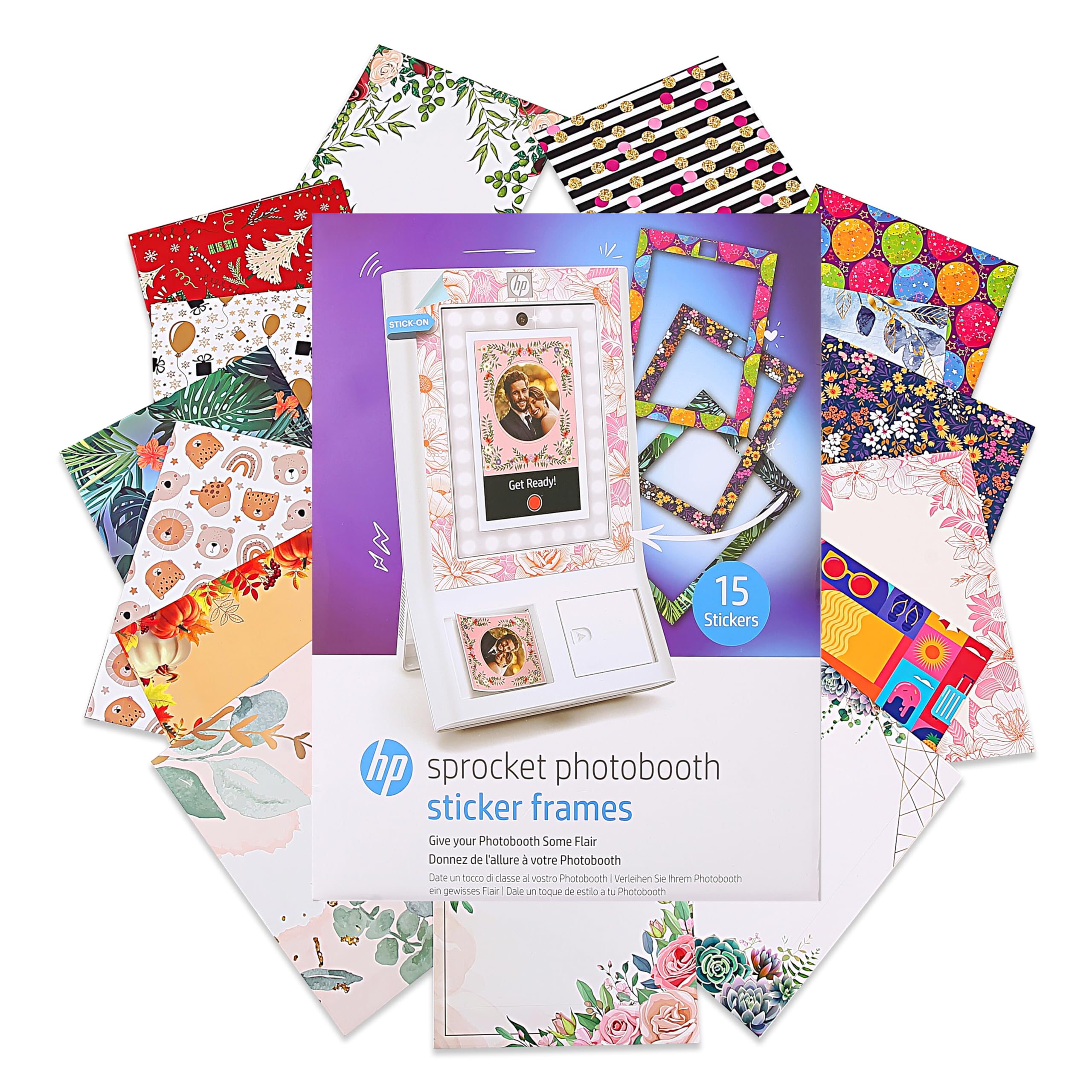HP Sprocket Photobooth Decorative Sticker Frames - 15-Pack of Custom Adhesive St