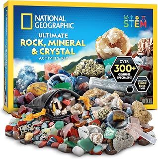 National Geographic Rock Collection Box with 300 Rocks and Crystals | 300 Rocks, Minerals, and Crystals, Gemstone Collection, Geology Learning, Rock Collection, Earth Science Activity