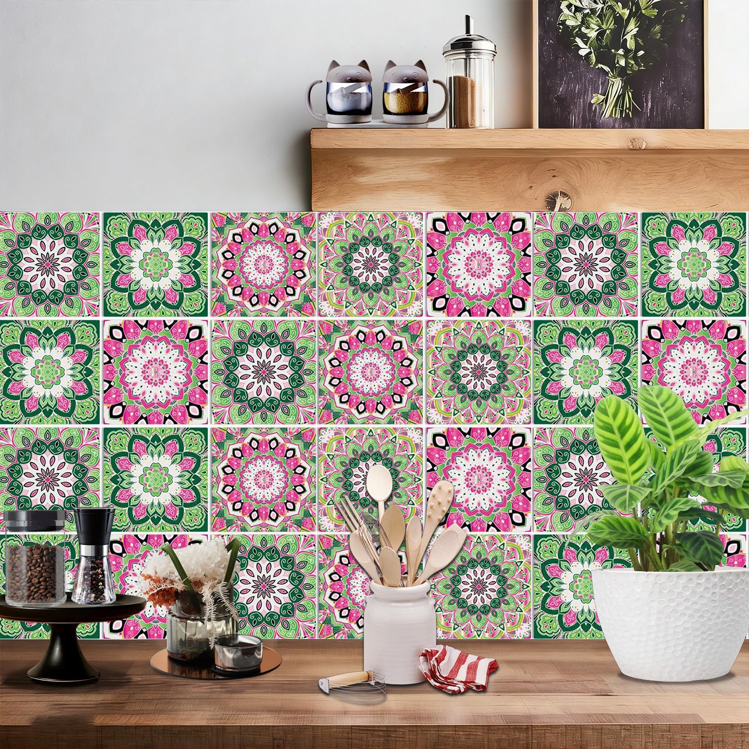 24-Piece Style Wall Tiles, Removable Backsplash, Decorative Wall Stickers for Ki