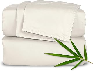 PURE BAMBOO Sheets 100% Genuine Bamboo Viscose, King, Ivory | 100% Genuine Bamboo Viscose, Luxury Soft & Cooling, Corner Straps, Double Stitching, OEKO-TEX Certified, 2 Year Guarantee