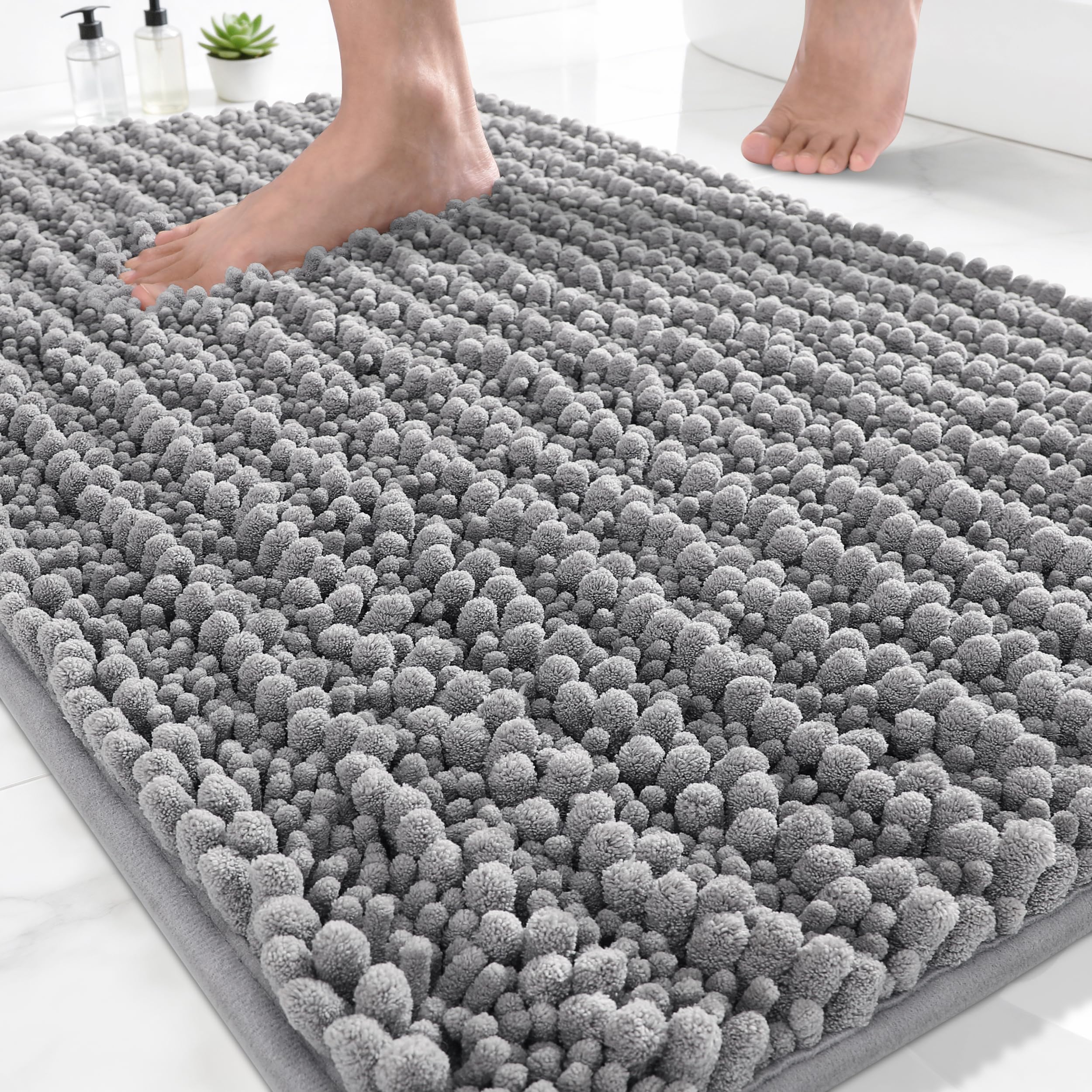 Yimobra Bathroom Rugs Non-Slip Washable – Extra Soft & Absorbent Chenille Bath M