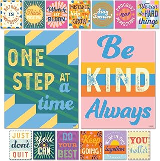 Sweetzer&Orange Set of 15 Motivational Posters for Classroom - Study room Poster - Inspirational Teaching Zone Charts for High School - Motivating Prints for Schoolroom - Confidence-Boosting Signs for Office