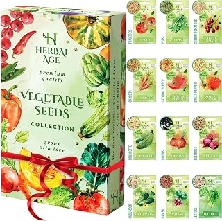 12 Vegetable Plants Seed Box, Grow Your Own Kits, 5100 Vegetable Seeds | Courgette, Chilli, Tomato Seeds for Planting UK, Unusual Gardening Gifts for Women & Garden Gifts for Men, Allotment Gifts