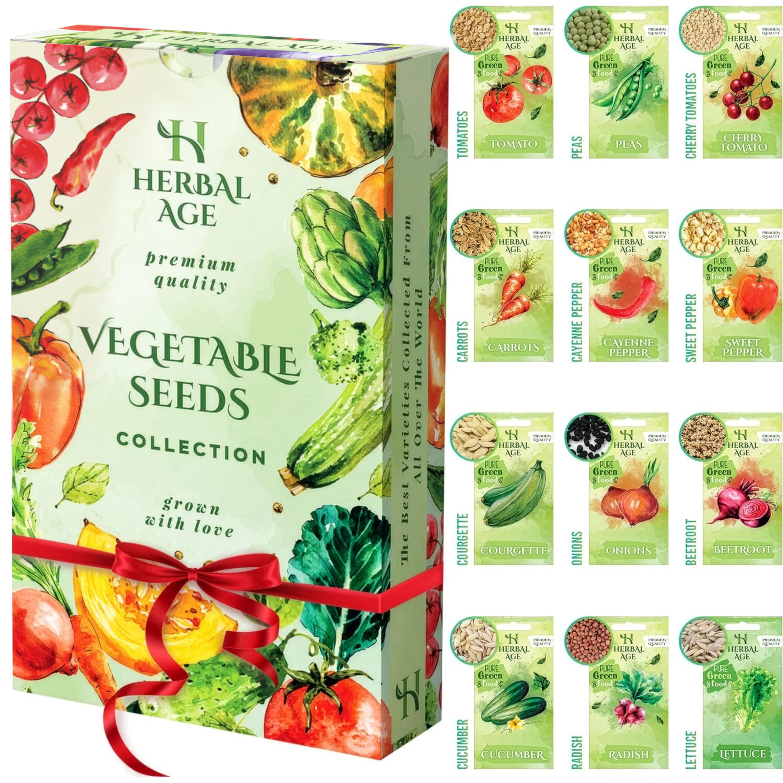 12 Vegetable Plants Seed Box, Grow Your Own Kits, 5100 Vegetable Seeds | Courget