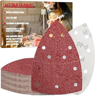 Kongming 50 Pieces Triangle Sandpaper Sheets 40 Grit 11 Holes