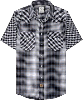 Dubinik® Bamboo Fibre Short Sleeve Shirt Men's Casual Shirts For Men Poppers Cowboy Vintage Western Comfort Checked Shirt