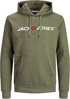Jack & Jones Men’s Hoodie, Hooded Jumper with Logo